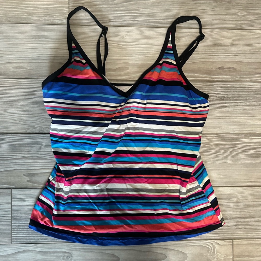 Padded colored tankini top striped large jantzen sport